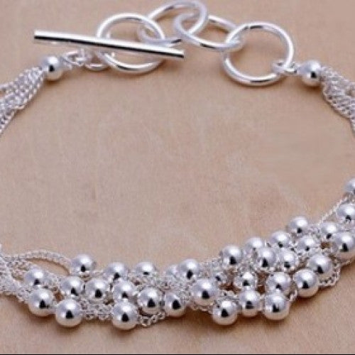 Silver Beads Toggle Bracelet