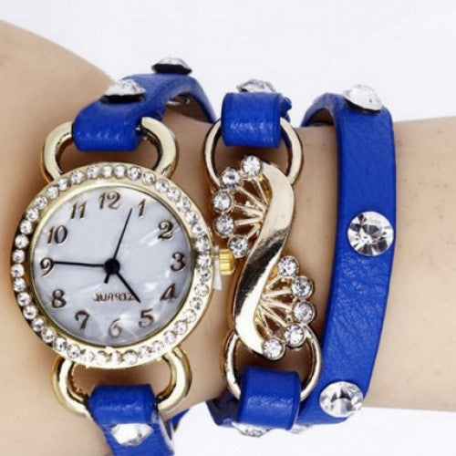 Rhinestone Leather Band Bracelet