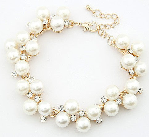 Diamond Pearl Beads Bracelet